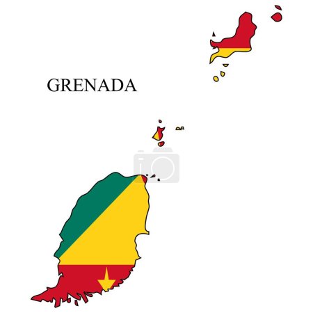 Grenada Kartenvektorillustration. Weltwirtschaft. Bekanntes Land. Karibik. Lateinamerika. Amerika.