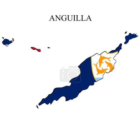 Ilustración del vector del mapa de Anguila. Economía global. Un país famoso. Del Caribe. América Latina. Estados Unidos.
