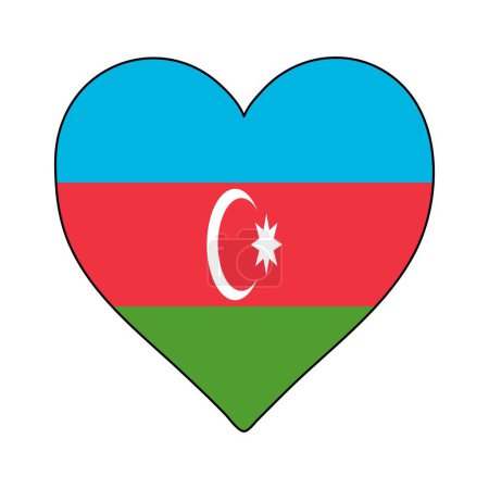 Illustration for Azerbaijan Heart Shape Flag. Love Azerbaijan. Visit Azerbaijan. Western Asia. Asia. Vector Illustration Graphic Design. - Royalty Free Image