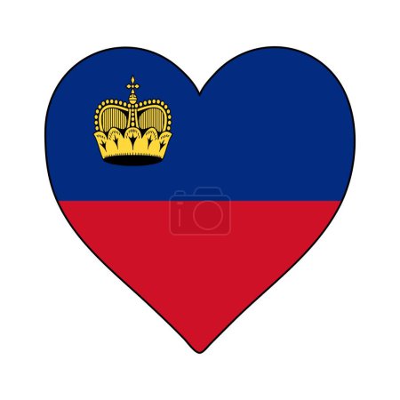 Illustration for Liechtenstein Heart Shape Flag. Love Liechtenstein. Visit Liechtenstein. Western Europe. Europe. European Union. Vector Illustration Graphic Design. - Royalty Free Image