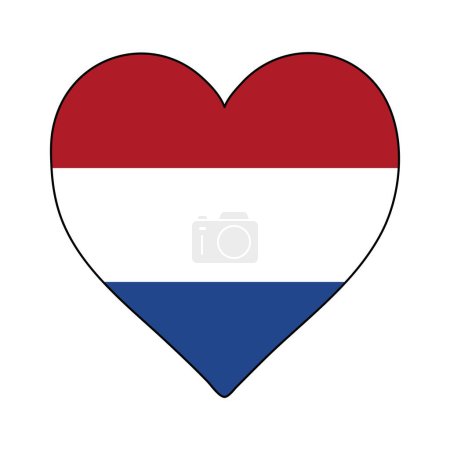 Ilustración de Netherlands Heart Shape Flag. Love Netherlands. Visit Netherlands. Western Europe. Europe. European Union. Vector Illustration Graphic Design. - Imagen libre de derechos