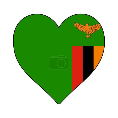 Illustration for Zambia Heart Shape Flag. Love Zambia. Visit Zambia. Northern Africa. Africa. African Union. Vector Illustration Graphic Design. - Royalty Free Image