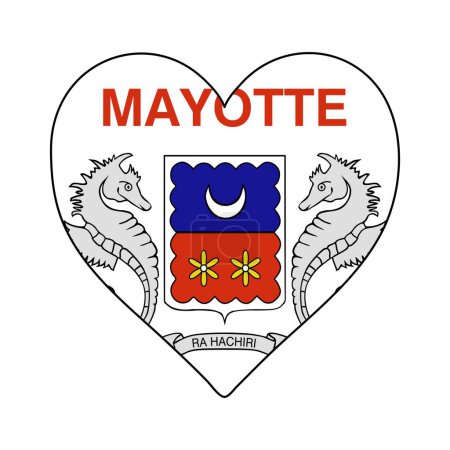 Téléchargez les illustrations : Mayotte Heart Shape Flag. Love Mayotte. Visit Mayotte. Eastern Africa. African Union. Vector Illustration Graphic Design. - en licence libre de droit