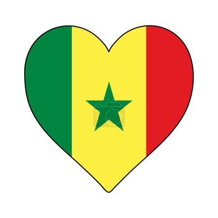 Téléchargez les illustrations : Drapeau en forme de coeur Sénégal. J'adore Sénégal. Visite du Sénégal. Afrique australe. Union africaine. Illustration vectorielle Graphisme. - en licence libre de droit