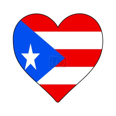 Illustration for Puerto Rico Heart Shape Flag. Love Puerto Rico. Visit Puerto Rico. Caribbean. Latin America. Vector Illustration Graphic Design. - Royalty Free Image