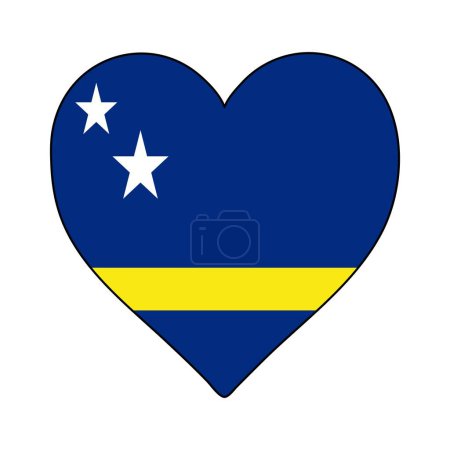 Ilustración de Curacao Heart Shape Flag. Love Curacao. Visit Curacao. Caribbean. Latin America. Vector Illustration Graphic Design. - Imagen libre de derechos