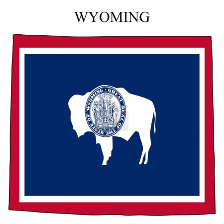 Ilustración de Wyoming mapa vector ilustración. Economía global. Estado en América. América del Norte. Estados Unidos. América. Estados Unidos - Imagen libre de derechos