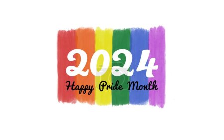 Handgezeichnetes Bild von Regenbogenfarben Streifen. Happy Pride Month 2024. Konzept, Symbol für LGBTQ + Gemeinschaftsfeiern auf der ganzen Welt im Juni. Unterstützung des Menschenrechts auf geschlechtsspezifische Vielfalt. 