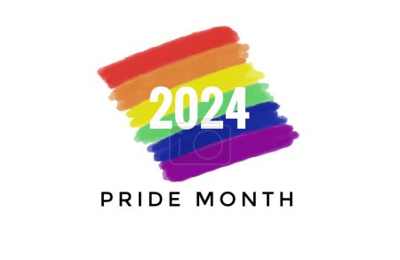 Image dessinée à la main de rayures de couleurs arc-en-ciel. Joyeux Mois de la fierté 2024. Concept, symbole de la célébration communautaire LGBTQ + partout dans le monde en juin. Soutenir le droit humain à la diversité des sexes. 