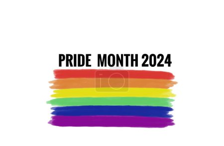 Hand drawn picture of rainbow colors stripes. Happy Pride Month 2024. Concept,  symbol of LGBTQ+ community celebration around the world in June. Support human right of gender diversity. 