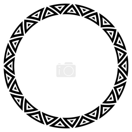 Abstrakter aztekischer Rahmen. Circle Tribal ethnischen Muster in schwarz-weißer Farbe Hintergrund. Hawaiianisches Tätowierkonzept.