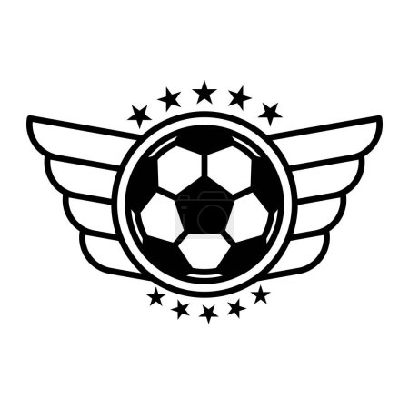Logo Fußball mit Stern und Flügeln Emblem. Soccer Design Konzept. Vektorillustration.