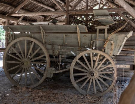 Photo for Vintage gold rush era Chuck wagon at the Pioneer Yosemite History  Center near Wawona, a tourist attraction and historic legacy - Royalty Free Image