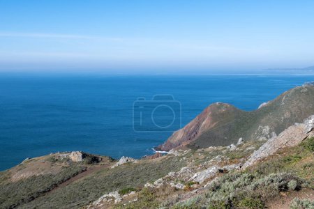 Photo for Shoreline at  Sausalito's Marin Headlands recreation area on a mostly sunny day with lots of copy space- long exposure - Royalty Free Image