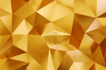 Photo for Abstract geometric gold color background, polygon, low poly pattern. 3d render illustration. - Royalty Free Image