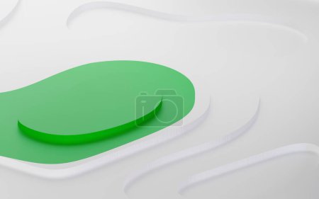 Colorful white and green abstract background with round shape, layer pattern. 3D Render illustration.