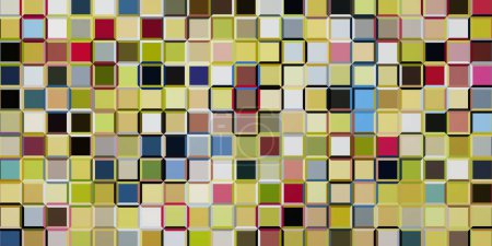 Foto de Colorido muchos color forma de rectángulo abstracto, patrón de bloques, mosaico. Ilustración 3D Render. - Imagen libre de derechos
