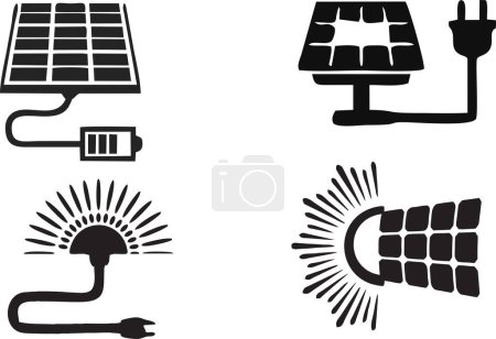 Foto de Conjunto de iconos paneles solares aislados en blanco. - Imagen libre de derechos