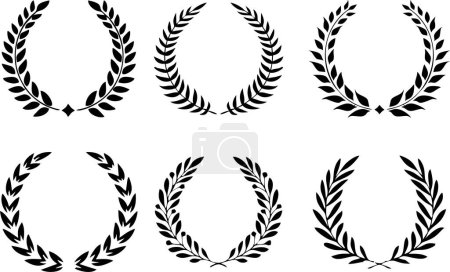 Photo for High resolution silhouette of circular laurel wreaths depicting award, achievement., circular foliate laurels branches.Design help for award logo, winner round emblem. - Royalty Free Image