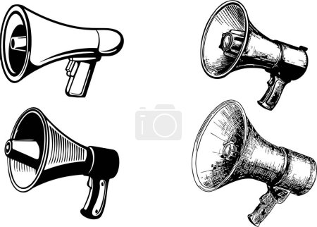Photo for Megaphone icons. Loudspeaker and megaphone icon for banner, flyer and poster. Business marketing symbol in high resolution on white background. - Royalty Free Image