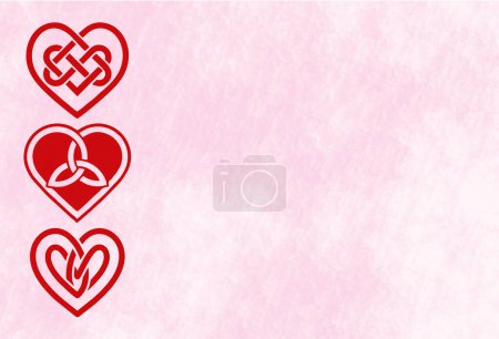 Foto de Nudos de corazón y símbolos de cuerda de corazón. Imágenes de alta resolución HD para diseñar tarjetas de felicitación de textura rosa, invitación a desmalezar, Valentín y más. Copiar espacio, en blanco para agregar texto. - Imagen libre de derechos