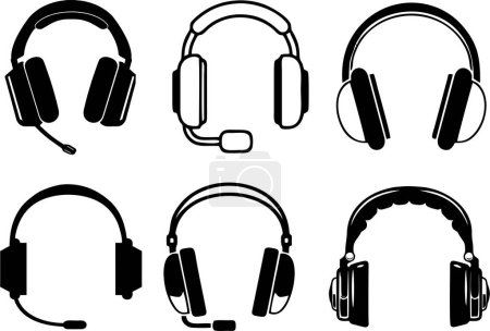 Photo for Headphones icons set isolated on white background - Royalty Free Image