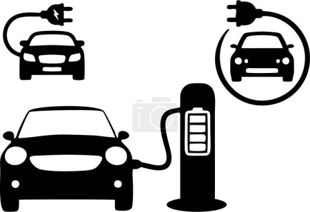 Téléchargez les photos : Electric cars icons set isolated on white background - en image libre de droit