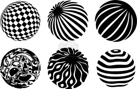 Conjunto de iconos de esferas decoradas aisladas sobre fondo blanco 