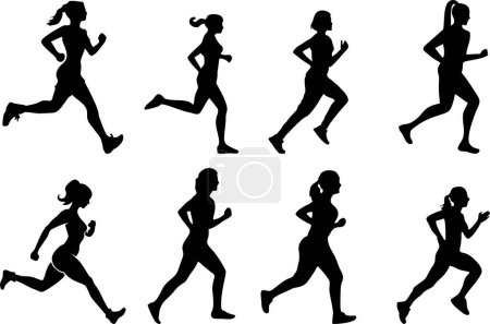 Photo for Female jogger icons set isolated on white background - Royalty Free Image