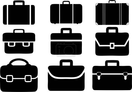 Conjunto de iconos de maletas aisladas sobre fondo blanco 
