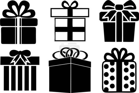Téléchargez les photos : Ensemble de boîtes-cadeaux noires sur fond blanc - en image libre de droit