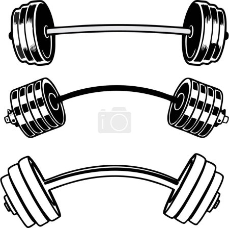 Photo for Black barbells icons on white background - Royalty Free Image
