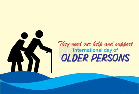 Journée internationale des personnes âgées carte avec silhouettes de couple seniors