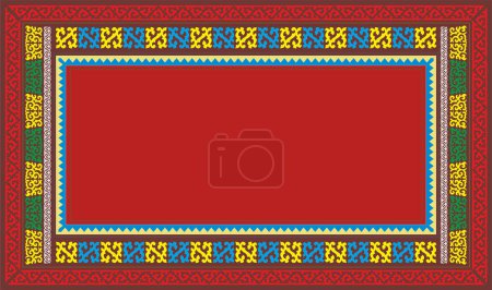 Téléchargez les illustrations : Ornement décoratif vectoriel de style ethnique. Tapis kazakh - en licence libre de droit