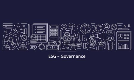 Photo for ESG Governance concepts, icons set. Banner. Template. Illustration isolated on a dark background. - Royalty Free Image