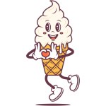 Ice cream cartoon character concept. Cute illustration isolated on a white background.