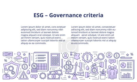 Illustration for ESG Governance concepts, icons set. Banner. Template. Vector illustration isolated on a white background. - Royalty Free Image