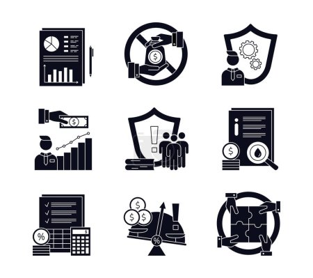 Illustration for ESG Governance concepts, icons set. Vector illustration isolated on a white background. - Royalty Free Image