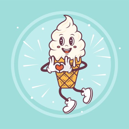 Téléchargez les illustrations : Crème glacée personnage de dessin animé concept. Illustration vectorielle mignonne. - en licence libre de droit