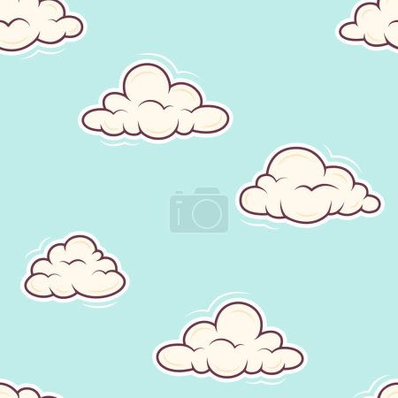 Illustration for Cute clouds pattern concept. Vector illustration on blue background. - Royalty Free Image