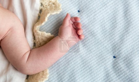 Téléchargez les photos : Nouveau-né bébé mignon main détail photo - en image libre de droit