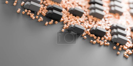 Photo for Express courier vans with infinite shipment packages; logistics and transportation industry concepts, original 3d rendering - Royalty Free Image