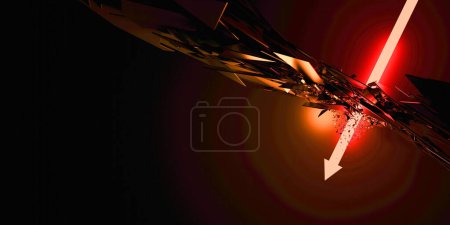 Photo for Disruptive arrow going down, original 3d rendering - Royalty Free Image