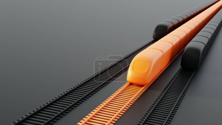 Foto de Concepto de transporte ferroviario de alta velocidad, renderizado 3D original - Imagen libre de derechos