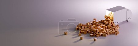 Photo for Express courier with infinite shipment packages; logistics and transportation industry concepts, original 3d rendering - Royalty Free Image