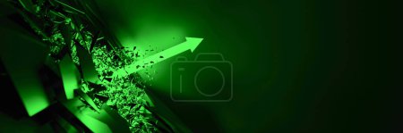 Téléchargez les photos : Disruptive green arrow going up and growing, original 3d rendering - en image libre de droit