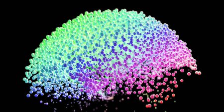 Foto de Fondo fractal abstracto con infinitas esferas coloridas, ilustración de representación 3D original con espacio de copia - Imagen libre de derechos