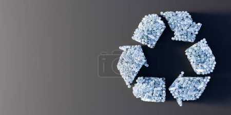 Téléchargez les photos : Recycle symbol made by infinite plastic bottles; original 3d rendering illustration - en image libre de droit