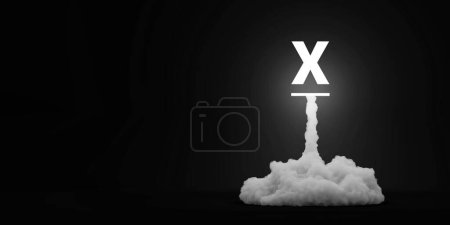Téléchargez les photos : Lettre X en cours de lancement, rendu 3d - en image libre de droit