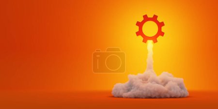 Photo for Mechanical gear being launched, 3d rendering - Royalty Free Image
